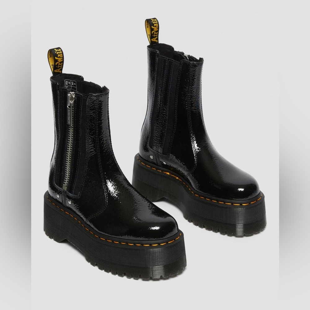 Dr. Martens Black Patent Platform Combat Boots